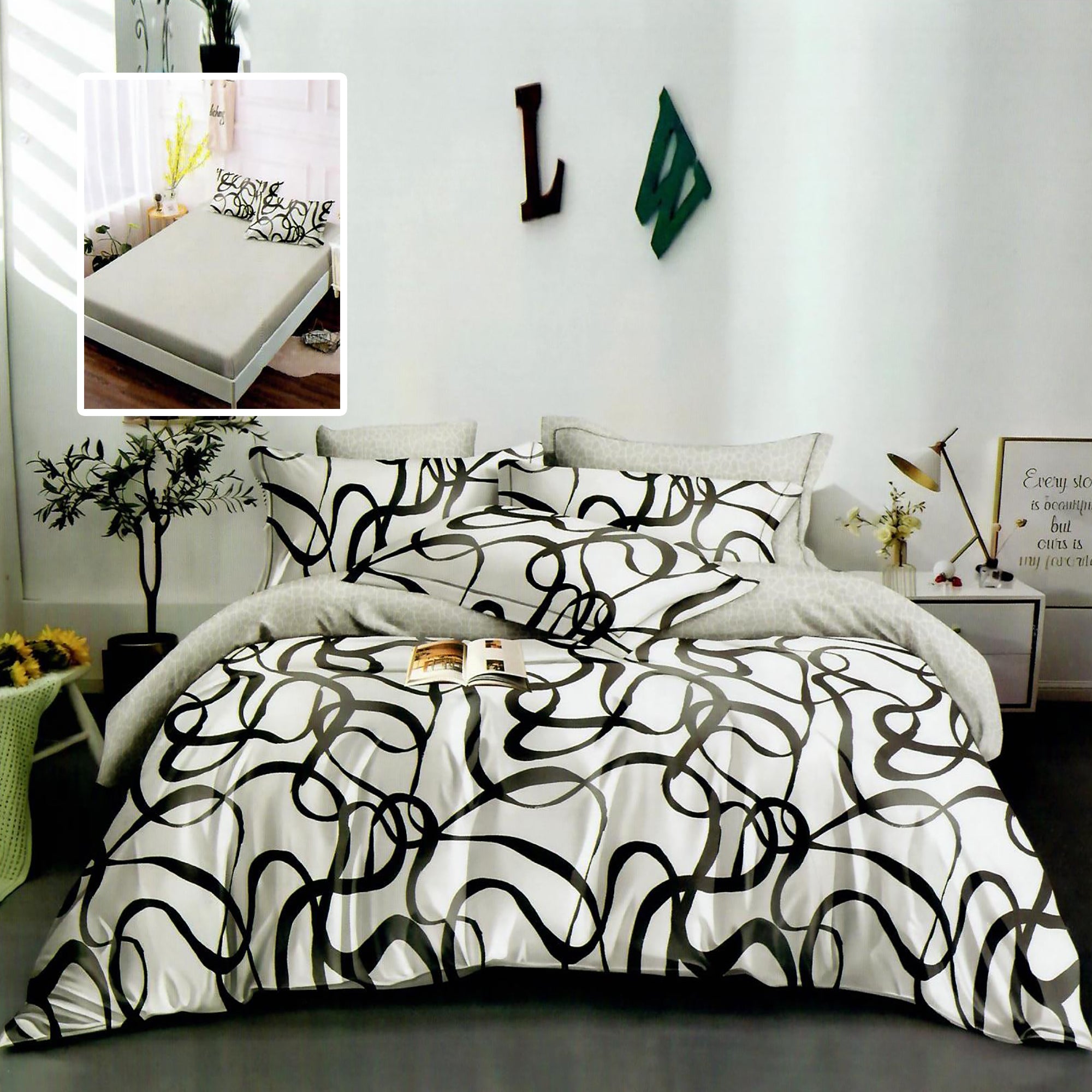 LENJERIE FINET 6 PIESE CU HUSĂ - 160x200 ȘI 180x200 (HF6P301)
